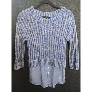 Thakoon for‎ Design Nation Blue Knit Layered Sweater Wool Blend - XS Extra Small
